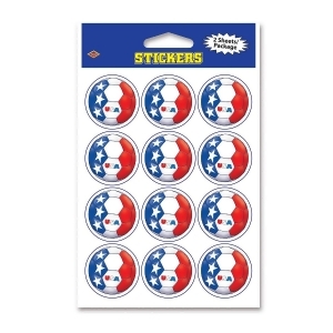 Club Pack of 24 Red White and Blue Soccer Ball Decorative Sticker Sheets 6 - All
