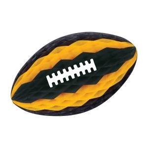 Club Pack of 12 Black and Golden-Yellow Honeycomb Tissue Football with Laces Party Decorations 12 - All