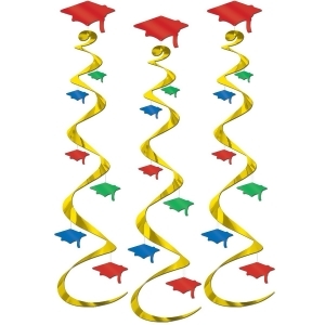 Club Pack of 18 Metallic Multi-Colored Graduation Cap Whirl Decorations 30 - All