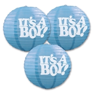 Pack of 6 Baby Blue It's A Boy Hanging Paper Lanterns 9.5 - All