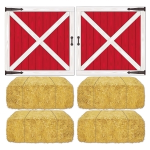 Club Pack of 72 Red Barn Loft Door Hay Bale Wall Decorations 36.5 - All