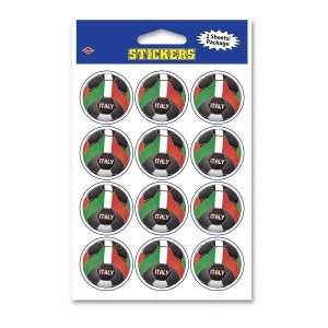 Club Pack of 12 Red Green and White Soccer Ball Decorative Sticker Sheets 6 - All