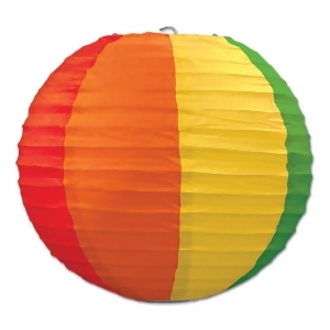 Pack of 6 Bright Red Orange Yellow and Green Festive Rainbow Hanging Paper Lanterns 9.5 - All