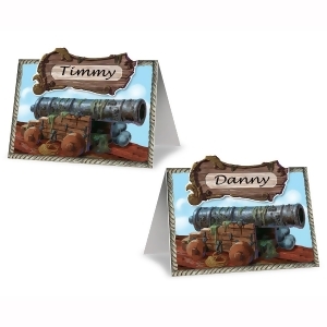 Club Pack of 96 Multi-Colored Pirate Ship Cannon Kid's Table Place Cards 4 - All