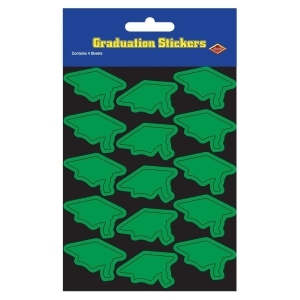 Club Pack of 48 Green Mortarboard Graduation Cap Sticker Sheets 7.5 - All