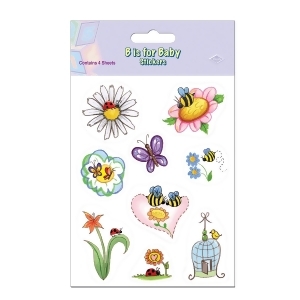 Club Pack of 48 Flower Bee and Bird Spring Garden Baby Shower Sticker Sheets 7.5 - All