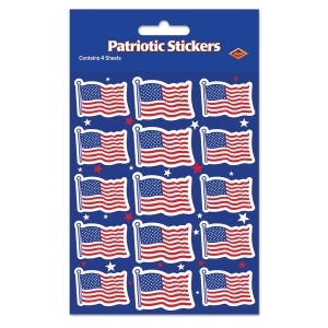 Club Pack of 12 Red White and Blue Patriotic Us Flag Sticker Sheets 7.5 - All