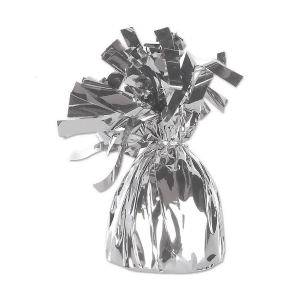 Club Pack of 12 Metallic Silver Party Balloon Weight Decorative Birthday Centerpieces 6 oz. - All