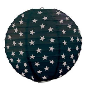 Pack of 6 Black and Silver Festive Star Accent Hanging Paper Lanterns 9.5 - All