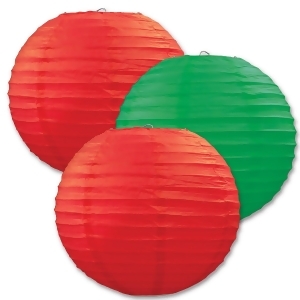 Club Pack of 18 Round Festive Red and Green Hanging Paper Lanterns 9.5 - All