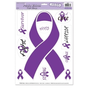 Club Pack of 120 Purple Ribbon Peel 'N Place Awareness Decal Decorations 17 - All