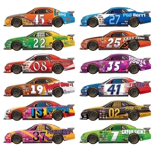 Club Pack of 144 Insta-Theme Race Car Party Photo Prop Decorations 32.5 - All