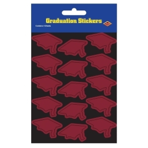Club Pack of 48 Maroon Mortarboard Graduation Cap Sticker Sheets 7.5 - All