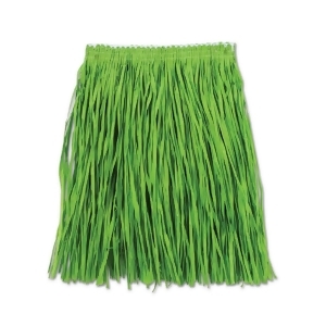 Club Pack of 12 Bright Green Adult Mini Hula Skirts 16 - All