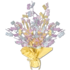 Club Pack of 12 Pink Blue and Yellow Foil Spray Baby Shower Gleam 'N Burst Centerpiece 15 - All