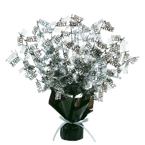 Club Pack of 12 Black and Silver Foil Spray Over The Hill Gleam 'N Burst Centerpiece 15 - All