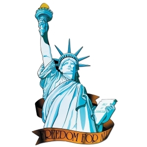 Club Pack of 12 Blue White and Yellow Patriotic Miss Lady Liberty Cutout Party Decorations 33 - All