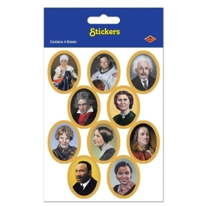Club Pack of 48 Famous Faces in History Educational Sticker Sheets 7.5 - All
