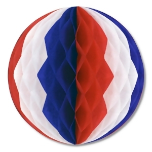 Club Pack of 24 Patriotic Red White and Blue Honeycomb Hanging Tissue Ball Decorations 12 - All