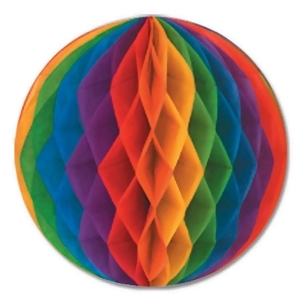 Club Pack of 12 Rainbow Color Honeycomb Hanging Tissue Ball Decorations 14 - All