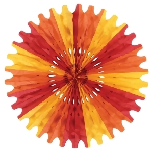 Club Pack of 12 Red Orange and Yellow Autumn Tissue Fan Hanging Decorations 25 - All