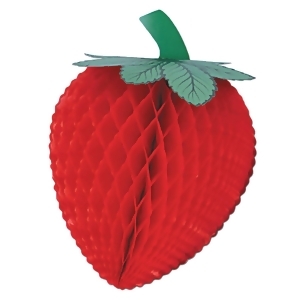 Club Pack of 12 Delicious Honeycomb Tissue Strawberry Hanging Decorations 14 - All