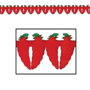 Pack of 12 Fiery Red Hot Chili Pepper Garland Decorations 5.5 x 12' - All
