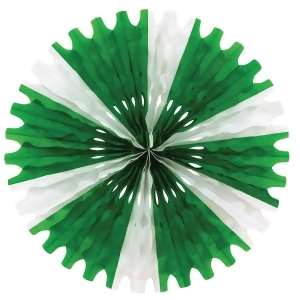 Club Pack of 12 Green and White Tissue Fan Hanging Decorations 25 - All