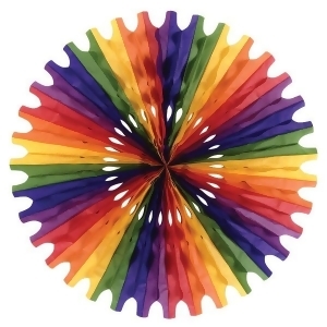 Club Pack of 12 Rainbow Color Tissue Fan Hanging Decorations 25 - All