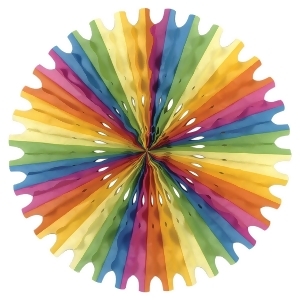 Club Pack of 12 Multi Color Tissue Fan Hanging Decorations 25 - All