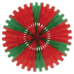 Club Pack of 12 Red and Green Tissue Fan Hanging Decorations 25 - All