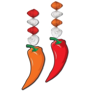 Club Pack of 24 Red and Orange Fiesta Themed Chili Pepper Dangler Hanging Decorations 30 - All