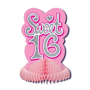 Club Pack of 12 Pretty In Pink Sparkle Sweet 16 Party Centerpieces 9.5 - All