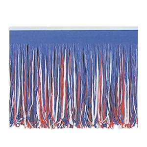 Club Pack of 12 Red White and Blue Hanging Tissue Fringe Drape Decorations 10' - All