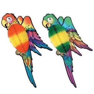 Pack of 6 Colorful Tropical Tissue Parrot Hanging Decorations 30 - All