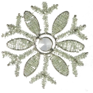 Set of 4 Intricate Elegant Silver Beaded Winter Snowflake Christmas Ornaments - All