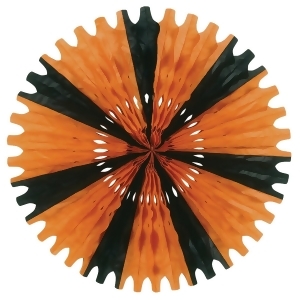 Club Pack of 12 Orange and Black Tissue Fan Hanging Decorations 25 - All