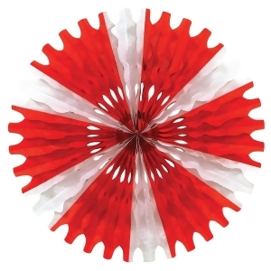 Club Pack of 12 Red and White Tissue Fan Hanging Decorations 25 - All