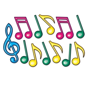 Club Pack of 144 Fun Double Sided Neon Musical Notes Silhouette Decorations 21 - All