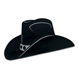 Club Pack of 12 Black and Silver Foil Country Western Cowboy Hat Silhouette Party Decorations 19 - All