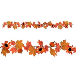 Club Pack of 12 Orange and Yellow Autumn Harvest Leaf Garland Party Decorations 72 - All