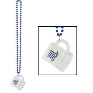 Club Pack of 12 Metallic Blue Beads with Oktoberfest Mug Shot Glass Party Necklaces 33 - All