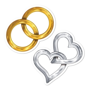 Club Pack of 240 Gold Rings and Silver Hearts Mini Wedding Cutout Party Decorations 5 - All