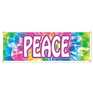 Club Pack of 12 Bright Tie-Dyed Retro 60's Sign Banner Hanging Party Decorations 5' - All