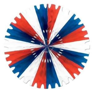 Club Pack of 12 Red White and Blue Tissue Fan Hanging Decorations 25 - All