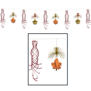 Club Pack of 12 Leaf Shimmer Garland Thanksgiving Hanging Decorations 10' - All