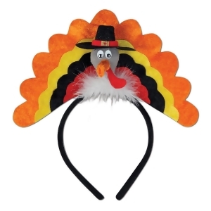 Club Pack of 12 Multi-Colored Thanksgiving Turkey Headband Costume Accessories - All