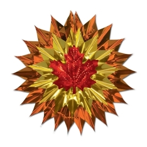 Club Pack of 12 Copper Gold and Red Fall Leaf Metallic Fan-Burst 15 - All