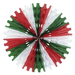 Club Pack of 12 Red Green and White Tissue Fan Hanging Decorations 25 - All