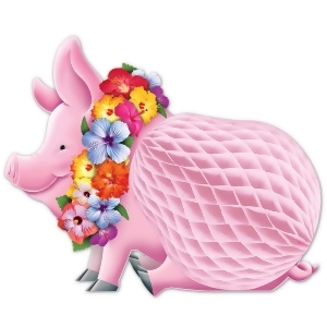Club Pack of 12 Pink Tropical Themed Honeycomb Luau Pig Centerpiece Party Decorations 12 - All